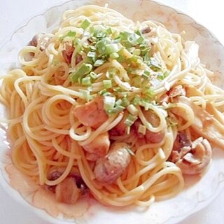 ツナとマッシュルームとエリンギの　ゆず醤油パスタ